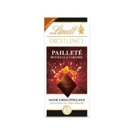 LINDT, EXCELLENCE Tablette de chocolat excellence noir dentelle caramel 100g