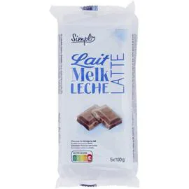 CARREFOUR SIMPL Chocolat au lait 5x100g