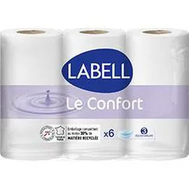 LABELL Papier toilette 3 épaisseurs Le Confort x6