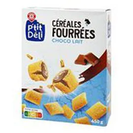 MARQUE REPÈRE, P'TIT DÉLI Céréales fourrées Chocolat au lait 450g