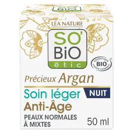LÉA NATURE, SO'BIO ÉTIC Crème Visage Soin Anti-Âge Légère Nuit Précieux Argan Bio 50ml