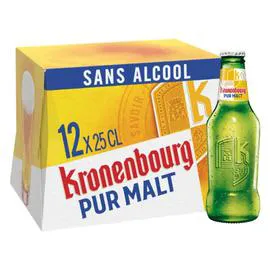 KRONENBOURG Bière Lager Blonde Pur malt sans alcool 12x25cl