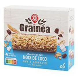 MARQUE REPÈRE, GRAINÉA Barre de céréales Chocolat au lait & coco 126g