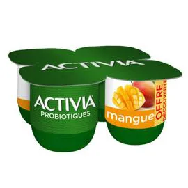 DANONE, ACTIVIA Probiotiques Yaourt saveur mangue 4x125g