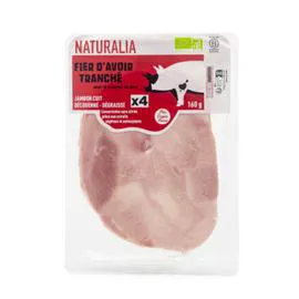 NATURALIA Jambon Cuit Découenné Dégraissé Bio Tranche x4 160g
