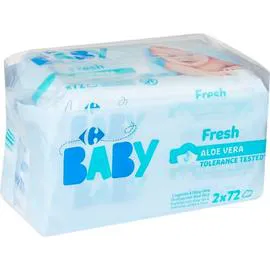 CARREFOUR BABY Lingettes bébé Fresh aloé vera 2x72 