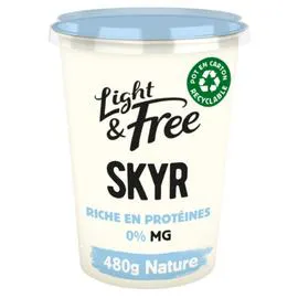 DANONE, LIGHT & FREE Yaourt skyr nature 0% MG 480g