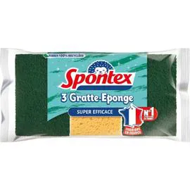SPONTEX Eponge à récurer grattantes super efficaces x3