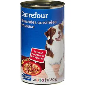 CARREFOUR Pâtée pour chien boeuf/pâtes/légumes 1,23kg