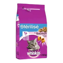 WHISKAS Croquettes pour chat adultes au saumon 1,75kg