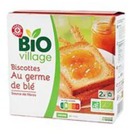MARQUE REPÈRE, BIO VILLAGE Biscottes Au germe de blé x36 300g