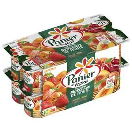 YOPLAIT, PERLE DE LAIT Yaourt abricots, pêche, fraise, cerise aux morceaux de fruits 16x125g