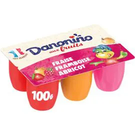 DANONE, DANONINO Petits suisses aux fruits fraise framboise abricot 6x100g
