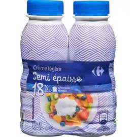 CARREFOUR Crème Semi-épaisse Légère 18% Mat.Gr. 2x25cl