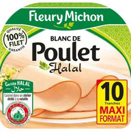 FLEURY MICHON Blanc de poulet tranches fines halal 300g