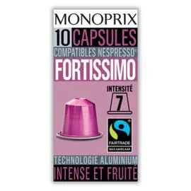 MONOPRIX Capsules de café Fortissimo 50g