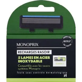MONOPRIX Recharges rasoir 5 lames en acier inoxidable l'unité