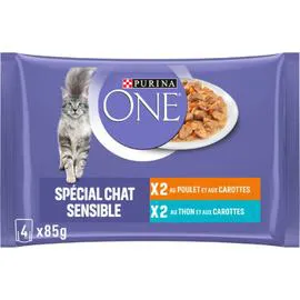 PURINA, ONE Pâtée pour chat spécial chat sensible 4x85g