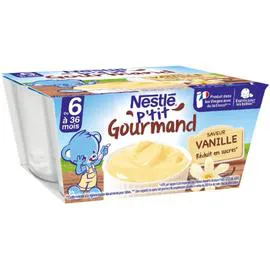 NESTLÉ, P'TIT GOURMAND Desserts bébé vanille - dès 6 mois 4x100g