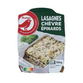 AUCHAN Lasagnes au chèvre et aux épinards sans couverts 350g
