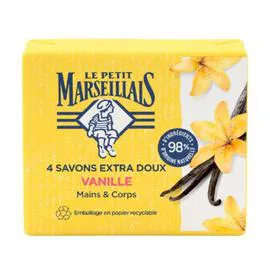 LE PETIT MARSEILLAIS Savon Mains Et Corps Extra Doux Vanille 4x100g