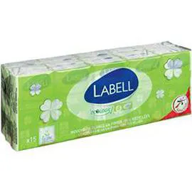 LABELL Mouchoirs blancs en fibres 100% recyclées 15x9 