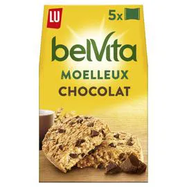 LU, BELVITA Biscuits petit déjeuner moelleux aux pépites de chocolat 250g