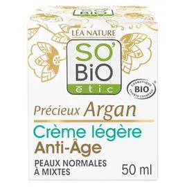 LÉA NATURE, SO'BIO ÉTIC Crème Visage Anti-Âge Légère Jour Précieux Argan Bio 50ml
