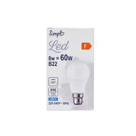 CARREFOUR SIMPL Ampoule B22 forme Standard Blanc-froid Dépolie 60W l'unité