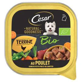 CÉSAR Terrine au Poulet garni de Petits Pois & de carottes - Chien Adulte 100g
