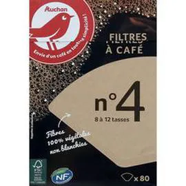 AUCHAN Filtres à café bruns non blanchis n°4 x80
