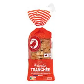 AUCHAN Brioche tranchée aux pépites de chocolat 500g