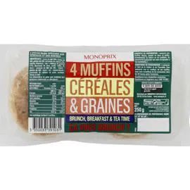 MONOPRIX Muffins céréales & graines 250g