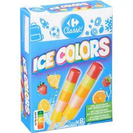 CARREFOUR CLASSIC' Glace à l'eau Ice Colors 8x40g