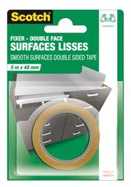 3M, SCOTCH Double face surfaces lisses 5 m x 48 mm l'unité