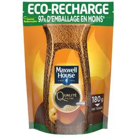 MAXWELL HOUSE Café soluble qualité filtre éco-recharge 180g