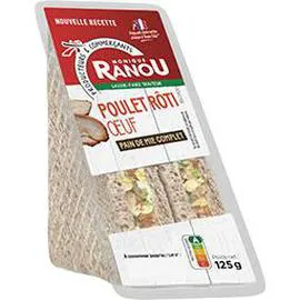 MONIQUE RANOU Sandwich poulet rôti oeuf pain de mie complet 125g