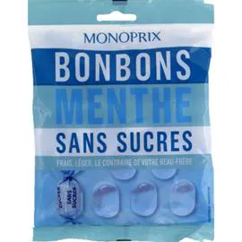 MONOPRIX Bonbons menthe sans sucres 110g