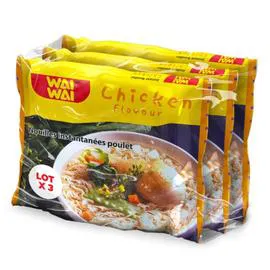 WAI WAI Nouilles instantanées saveur poulet 3X60g