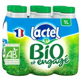 LACTEL Lait Bio Ecrémé UHT 6x1l