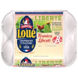 FERMIERS DE LOUÉ Oeufs Calibre Moyen Label Rouge sans OGM x6