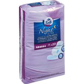 CARREFOUR SOFT Serviettes hygiéniques Night x20