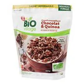 MARQUE REPÈRE, BIO VILLAGE Muesli croustillant Bio Chocolat quinoa 500g