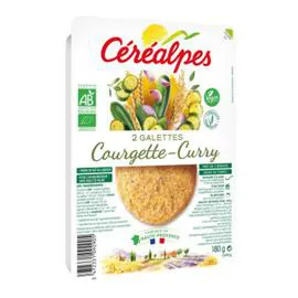 CEREALPES Galettes Courgette & Curry Sans Huile De Palme Bio 2x90g