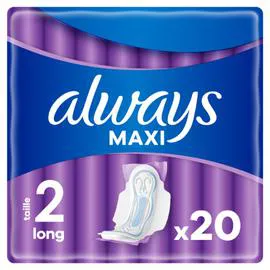 ALWAYS Serviette Hygiénique Avec Ailettes Maxi Long Taille 2 x20