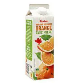 AUCHAN Pur jus d'oranges avec pulpe 1l