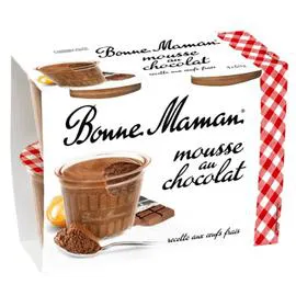 BONNE MAMAN Mousse au chocolat aux Oeufs frais 4x50g