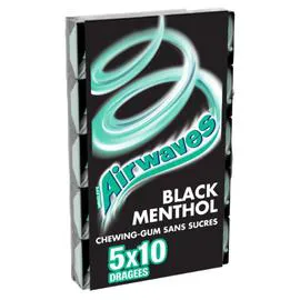 AIRWAVES Chewing-gum sans sucres Black Menthol 5x10