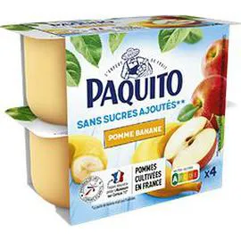 PAQUITO Purée de pomme banane sans sucres ajoutés 4x100g
