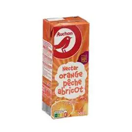 AUCHAN Nectar d'orange pêche abricot en briquette 200ml